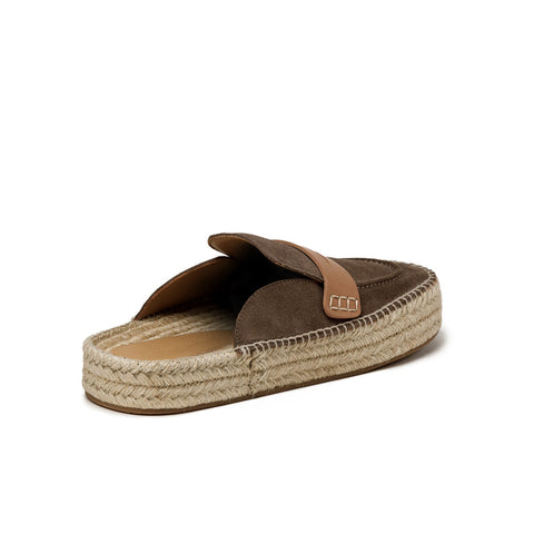 Suede Espadrille Loafer Mule