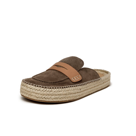 Suede Espadrille Loafer Mule