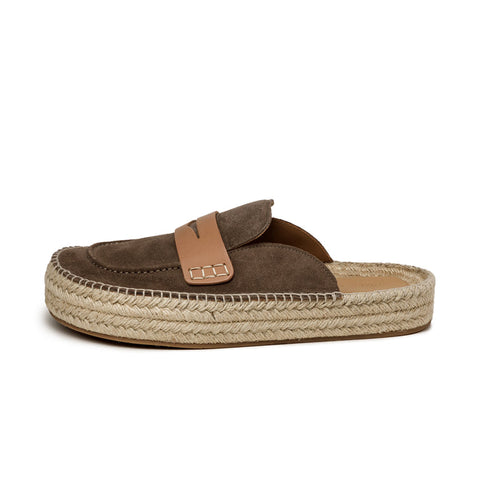 Suede Espadrille Loafer Mule